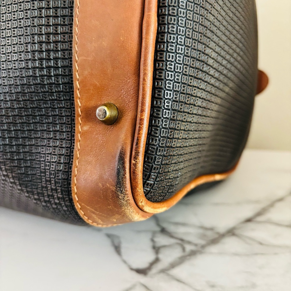 Bally‎ B Logo Boston Style Leather Bag in Black & Brown - Picture 12 of 16